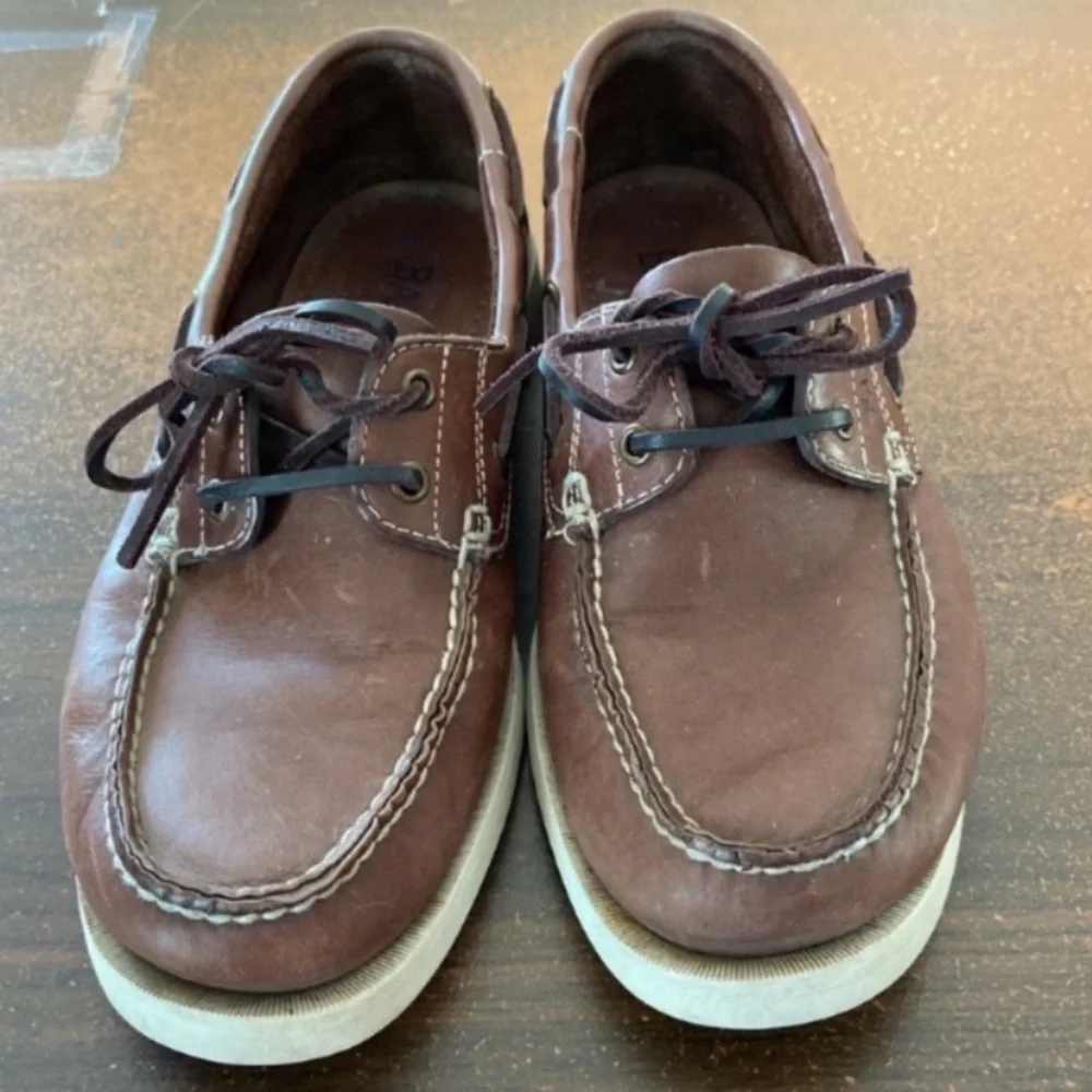 Bass Brown Leather Deck Boat 80s Shoes Vintage Preppy Size 7.5 Seafarers